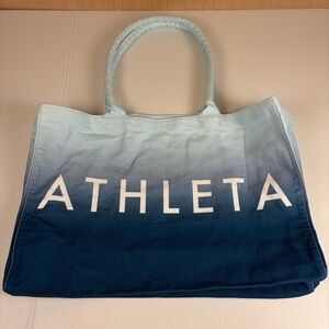 Athleta Ombré Blue Canvas Tote Bag | Gym Beach Reusable
